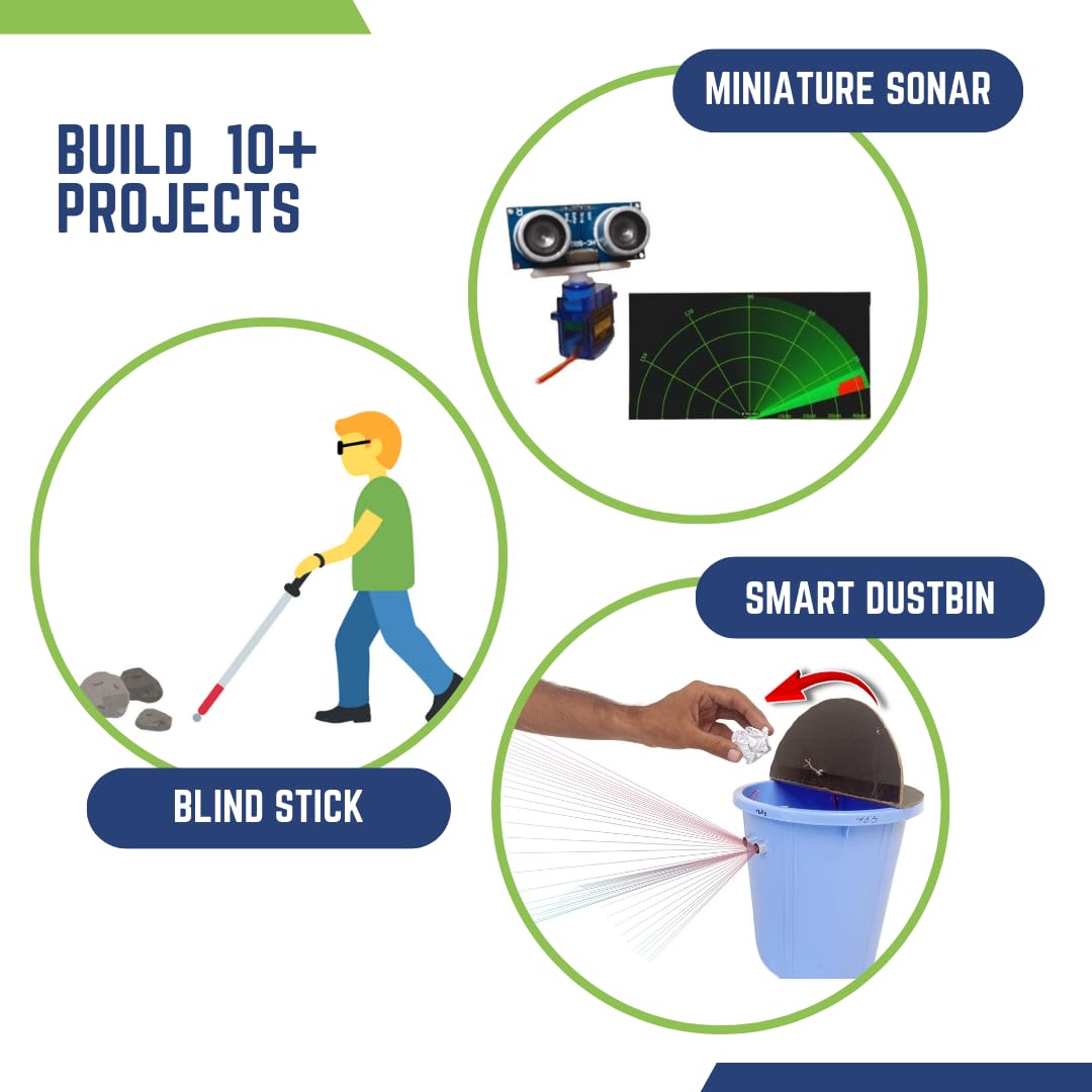 Young Innovator STEM Robotics Kit for Kids Ages 10-15 – 10+ DIY Projects with Ultrasonic Sensors | Build Smart Dustbin, Sonar System, Automatic Door | Arduino Compatible | Video Tutorials | Class 6-9 3
