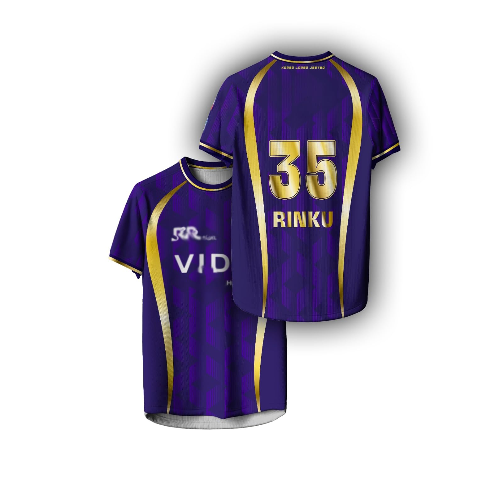 Cricket Jersey, Blue, Purple and Yellow, Player Names Rohit, Rinku and Dhoni, Fan Wear T-Shirt-image-21