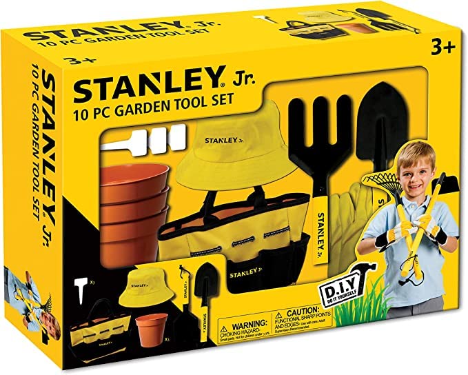 Red ToolboxTool Box STANLEY Jr - 10-piece Garden Tools Set with Sun Hat and Bag for Kids