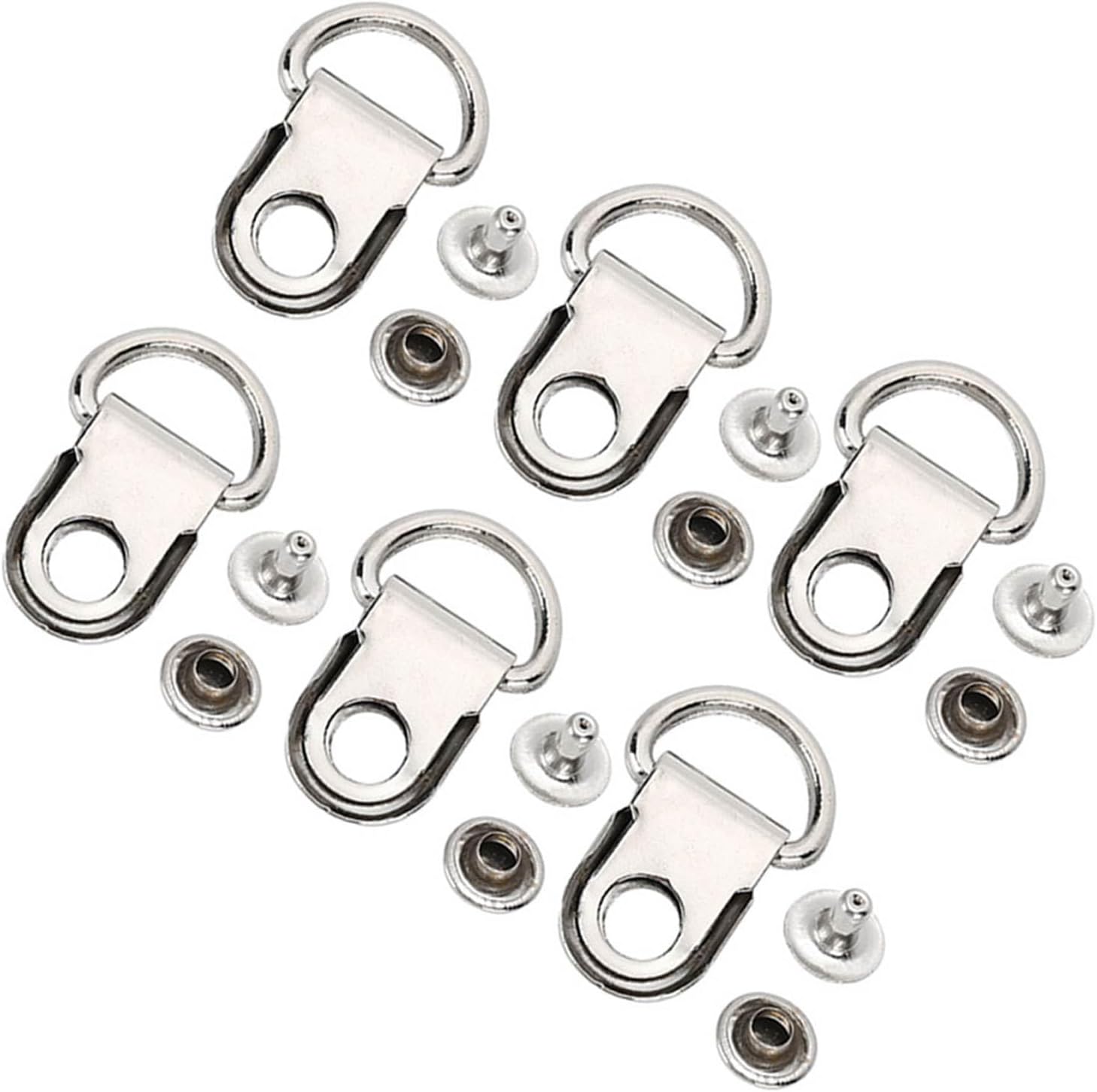 Pssopp 100 Sets Boot Lace Hooks, 9x14mm Brass Shoelace Hook D Ring Eyelet Buckle DIY Rivet Tool with Smooth Edges for Replacing Worn Rivet By Yourself (Silver)