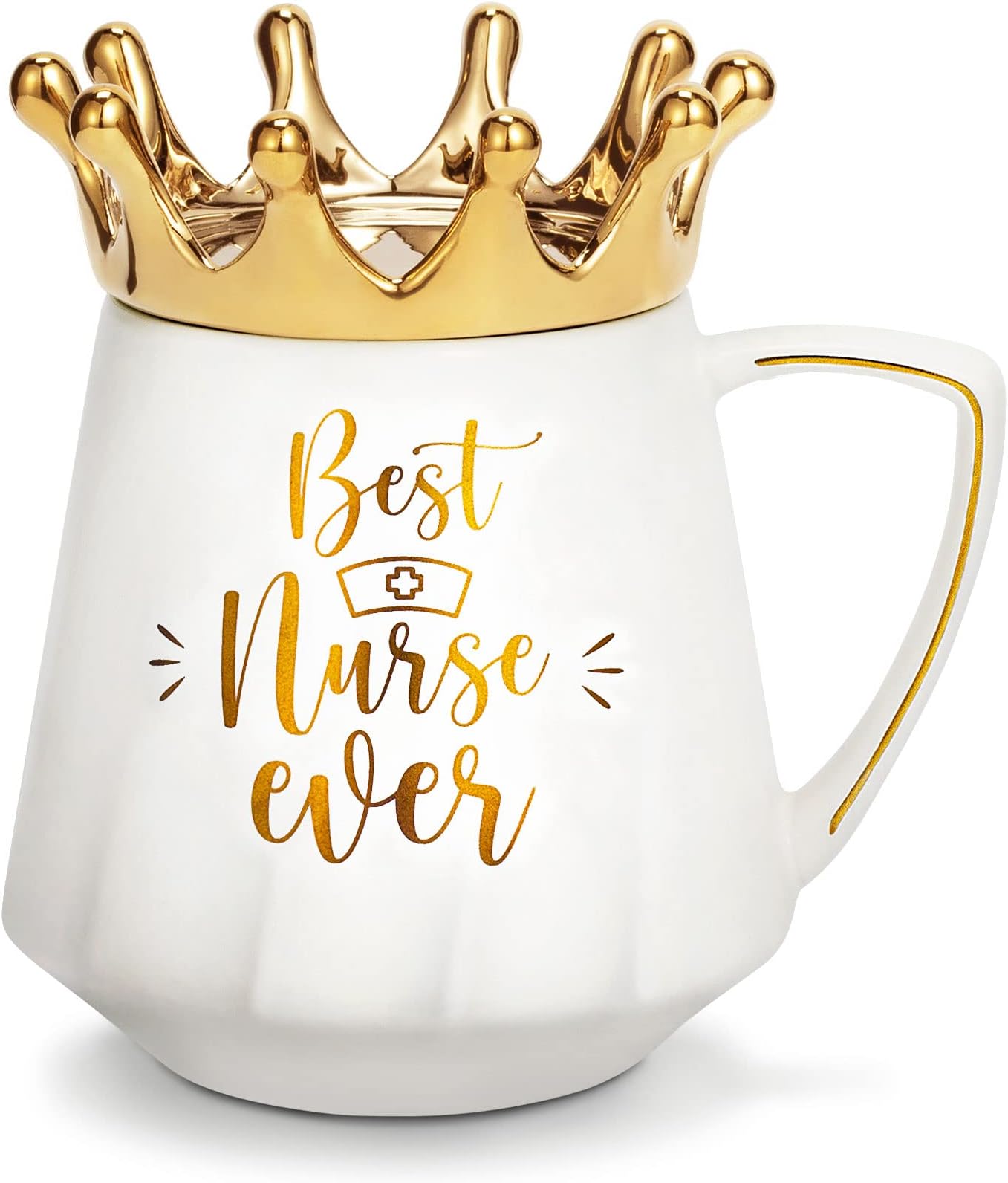 Nurse Gifts for Women Nurse Appreciation Gifts for Nurses Gifts, Nurse Practitioner Gifts School Nurse Gifts Christmas Gifts for Nurse, Best Nurse Ever Ceramic Coffee Mug Nurse Cup 12Oz with Crown Lid