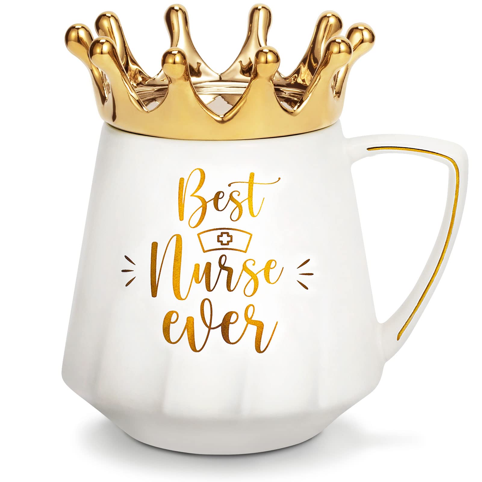 Nurse Gifts for Women Nurse Appreciation Gifts for Nurses Gifts, Nurse Practitioner Gifts School Nurse Gifts Christmas Gifts for Nurse, Best Nurse Ever Ceramic Coffee Mug Nurse Cup 12Oz with Crown Lid
