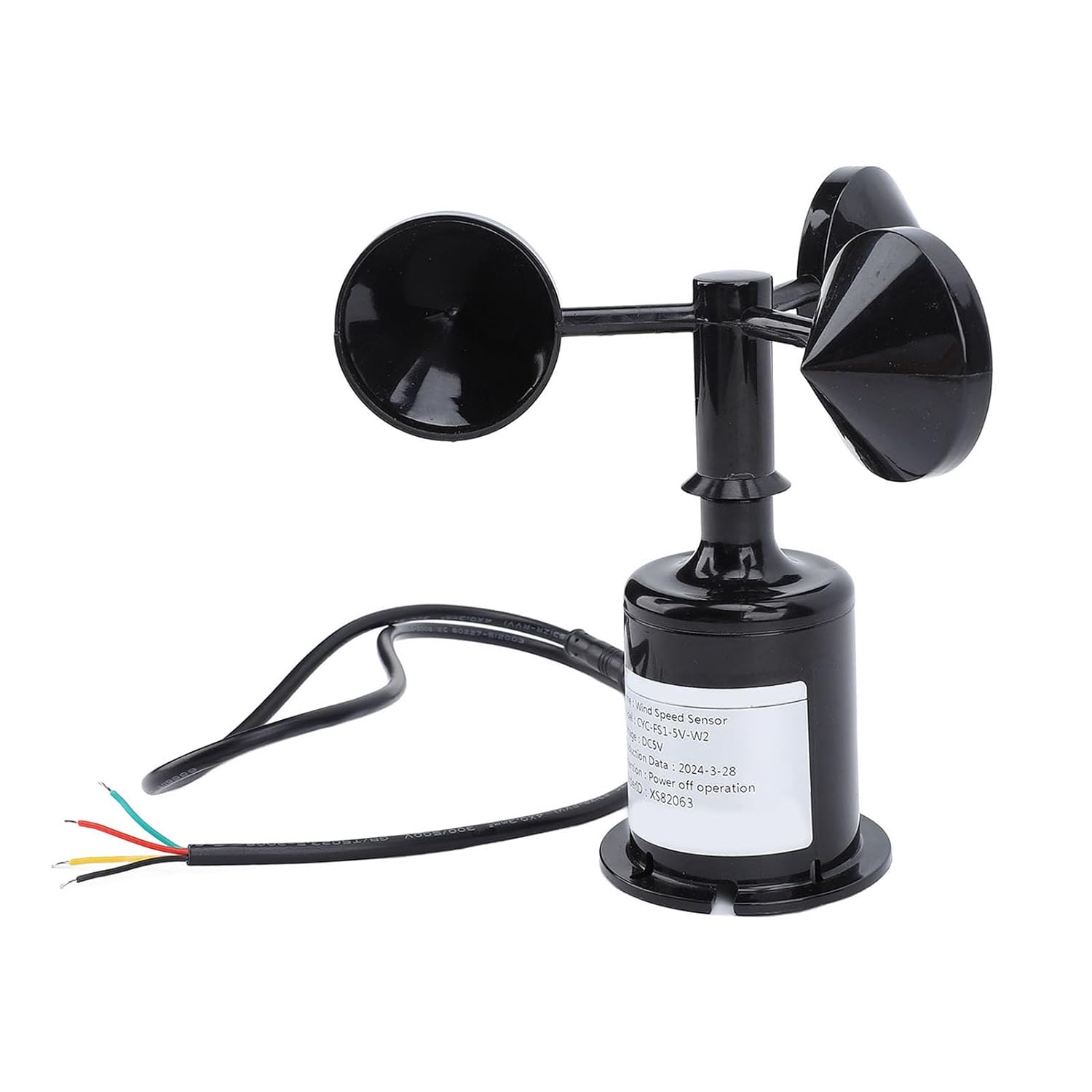 Wind Speed Monitoring Sensor with 0 8m Cable 3 Vane/Wing High Accuracy Anemometer Sensor Wind Speed DC 5V High Low Material Long is Premium Material of ABS
