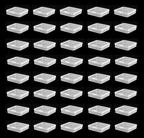 Miniatura 3 de Pcxino Paquete de 40 cajas pequeñas de almacenamiento transparentes de 2.2 in, caja de almacenamiento de cuentas de plástico transparente con tapa