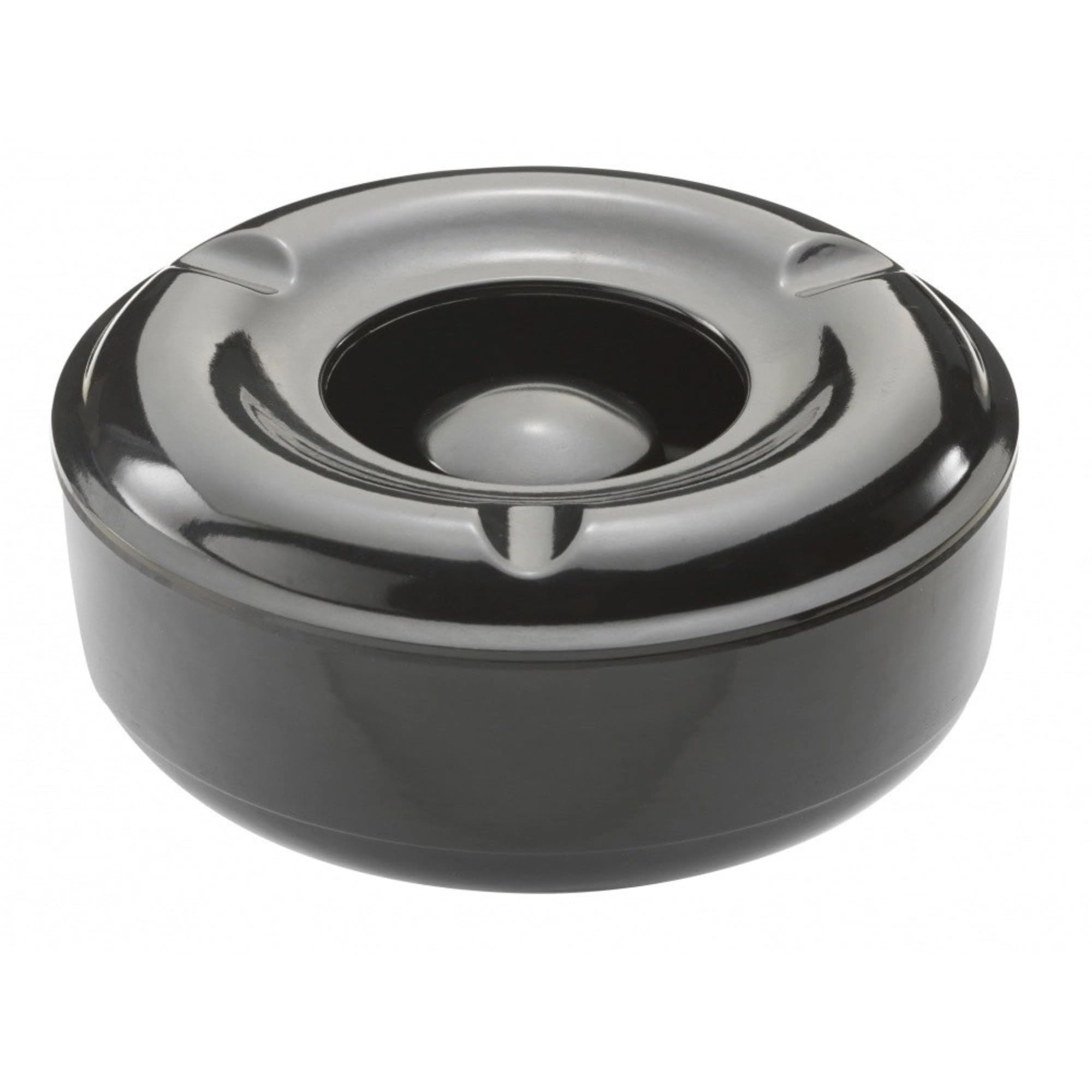 Beaumont Windproof Melamine Ashtray Black – Heavy Duty Outdoor Cigarette Ashtray with Removable Lid, Durable Commercial Table Ash Tray for Pub Garden Patio Smoking Areas