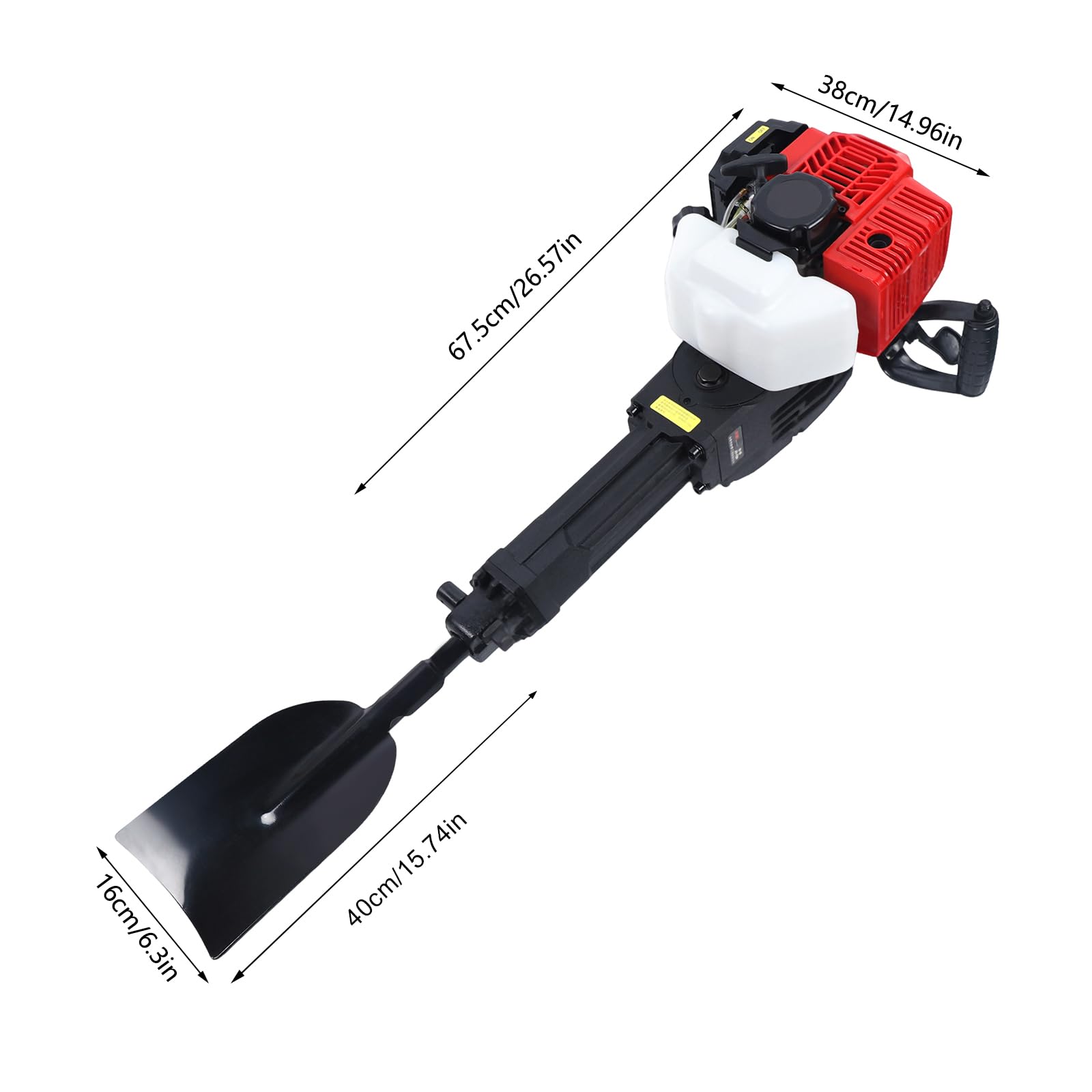 Pala de gasolina de 52 cc para árbol de jardín de 2 tiempos, monocillo: pala de gasolina, pala de gasolina multifunción, 1900 W, pala para plantación de árboles para jardín