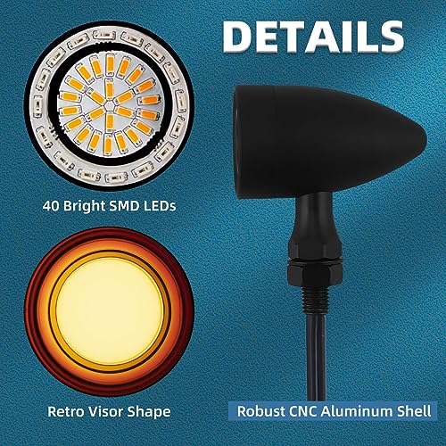 Image of Motorcycle Bullet Turn Signals LED Front Rear Lights 4 PCS, 40 LEDs Retro Switchback Running Turn Brake Light Blinkers Universal Fit Harley Dyna Chopper Bobber Suzuki Yamaha Honda -Black