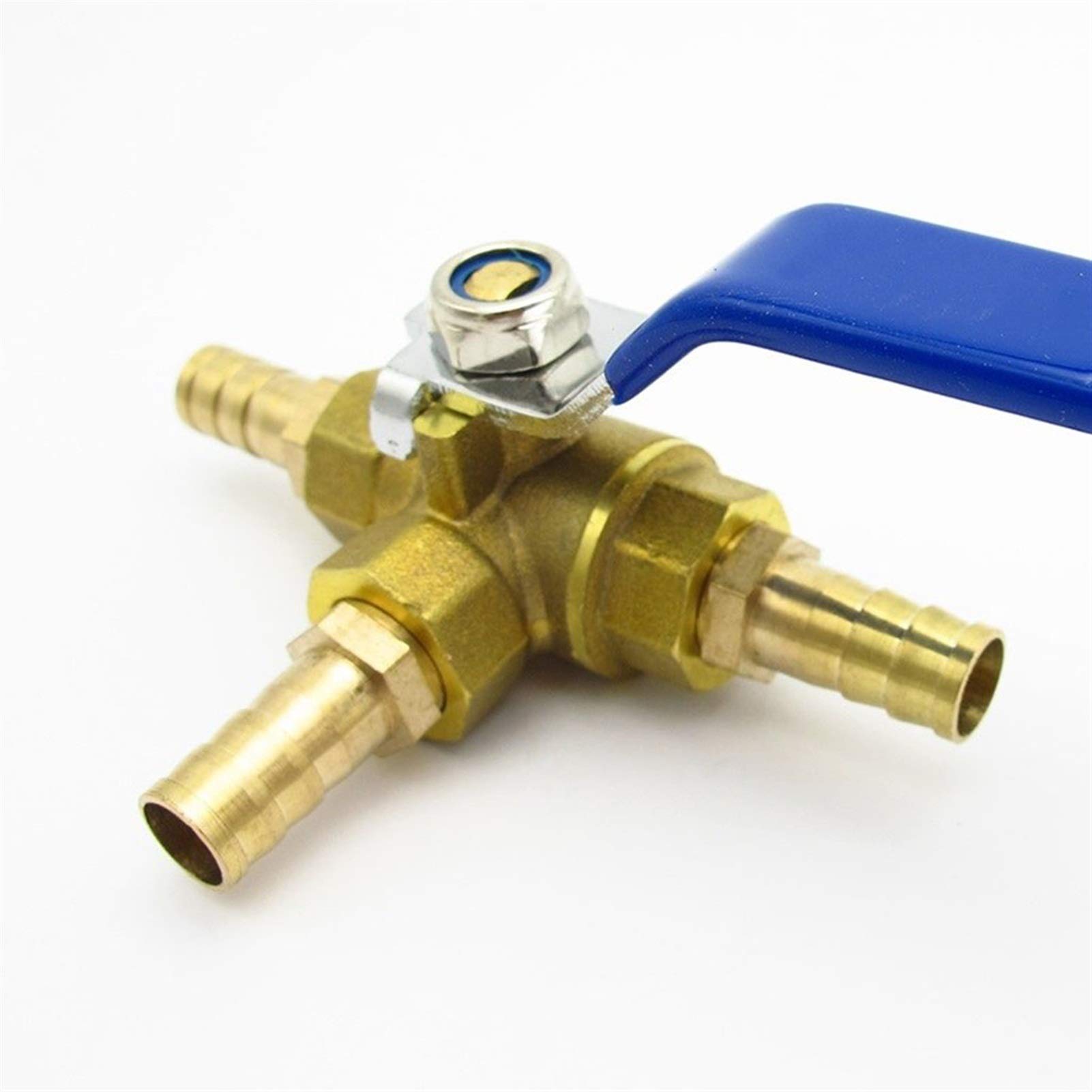 Conector de grifo de jardín, conectores de tubería de agua, 1 válvula de bola con puerto en T, conector de manguera de tres vías de 4 mm, 6 mm, 8 mm, 10 mm, 12 mm, 14 mm, 16 mm y 19 mm.(19mm OD)