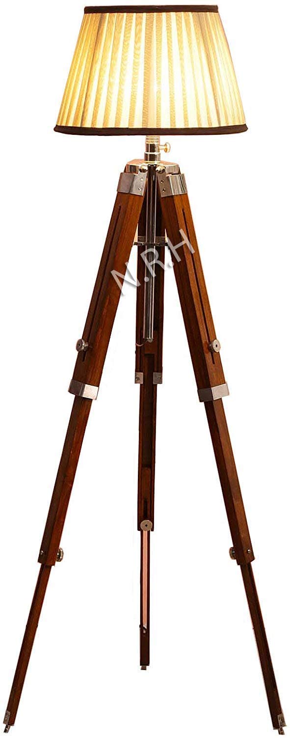 Soporte para lámpara de pie de madera marrón cromado sin trípode para decoración del hogar