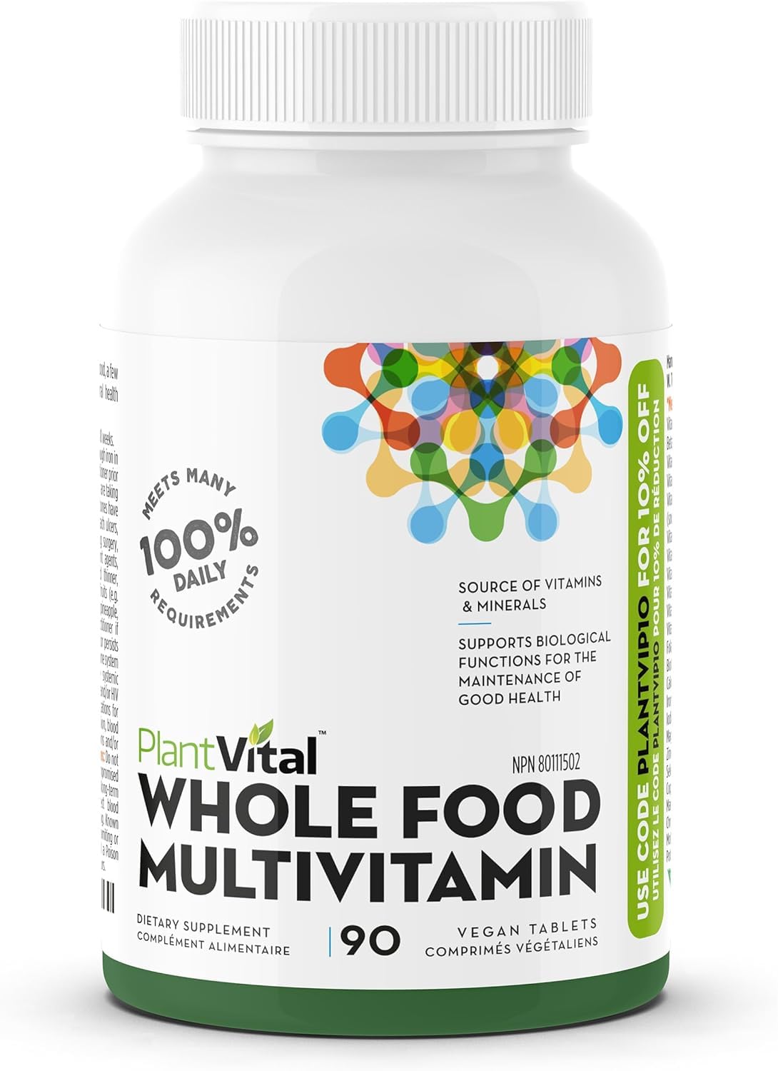 Plantvital Whole Food Multivitamin Multivitamins with 56 Superfoods Raw Veggies and Fruits Vitamins Earth Energy Fruits and Veggies Supplement Pure Fruit and Vegetable Supplements 1 Tablet