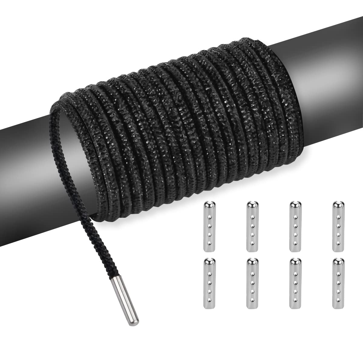 6 Yards Rhinestones Shoelaces Bling Crystal Shoe Laces Diamond Hoodies Drawstring Round Ropes for Sneakers DIY Decoration