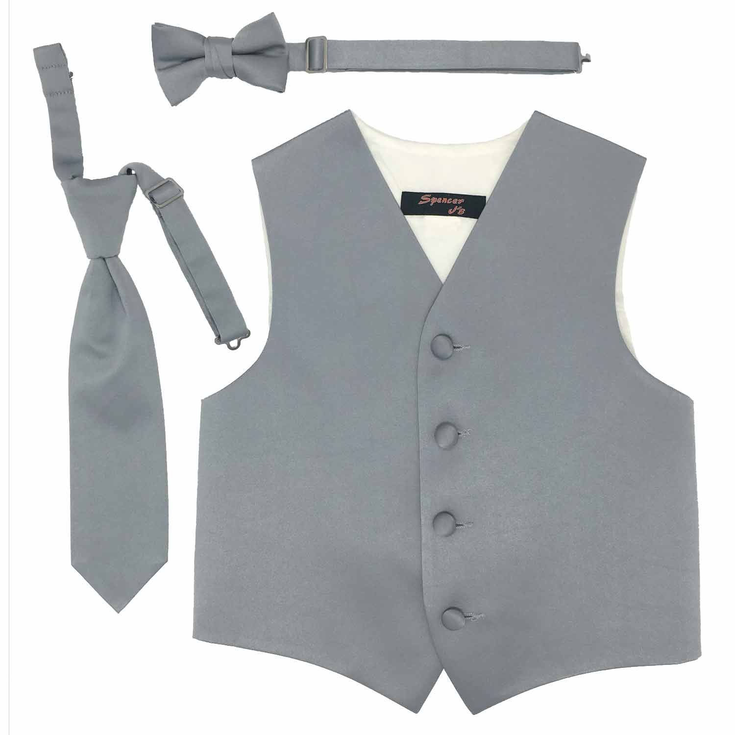 Spencer J's Boys Formal Suit Tuxedo Vest Tie and Bowtie Set Variety of Colors