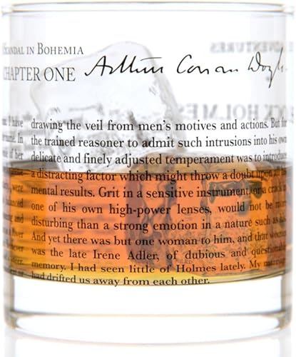 Miniatura 3 de Well Told Classic Literature Rocks Glass - Las aventuras de Sherlock Holmes de Arthur Conan Doyle - Regalo de vaso de whisky antiguo para los