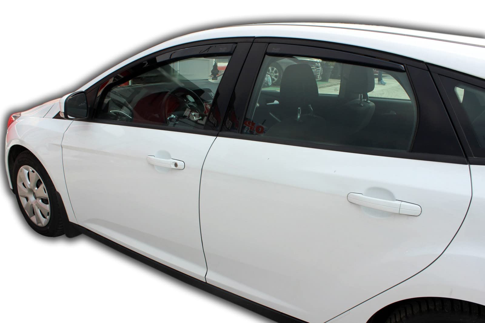 J&J AUTOMOTIVE Windabweiser passend für Ford Focus 3 4/5-Türer 2011-2018 4tlg, Heko Regenabweiser Vorne Hinten Getönt Dunkel Passform