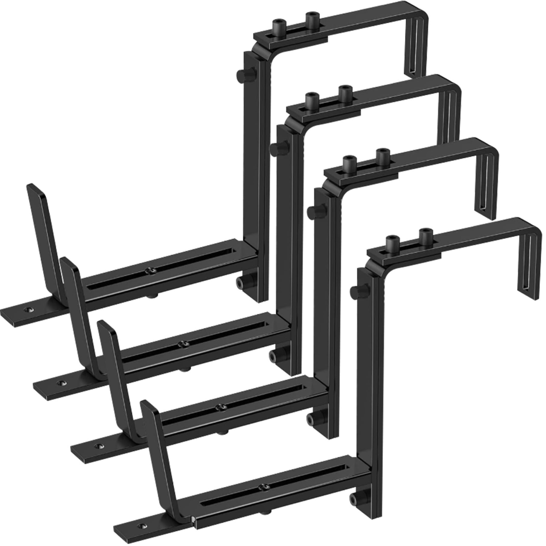 Supports de jardinière réglables en métal noir pour balcon - Lot de 4