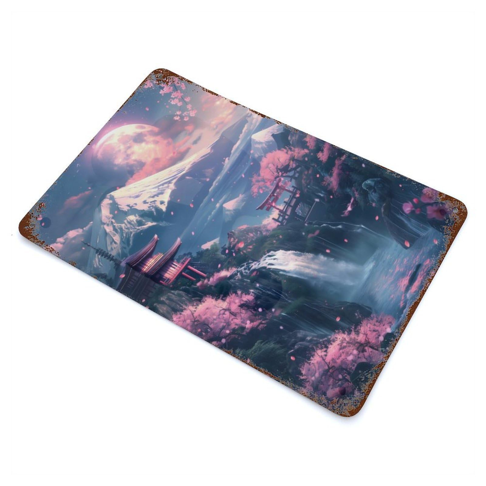 Cherry Blossom Japan Fuji Retro Metal Sign 11.8"x7.9", Ideal for Cafe, Home Bar And Lounge Decor
