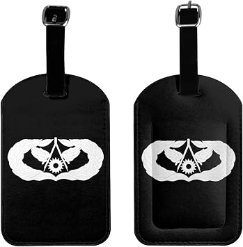 United States Air Force Civil Engineer Badge Luggage Tags for Suitcases PU Leahter Luggage Tag with Privacy Cover ID Tags Men Women Cute Travel Bag Luggage Accessories