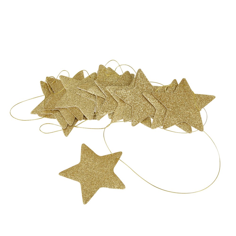 Glittersterslinger, 3 stuks, 4 m, ster papieren slinger, decoratie