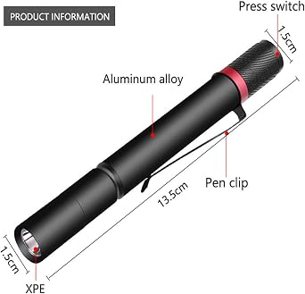 Pocketman Mini LED Flashlight Pocket Torch 3 Light Modes LED Pen Clip Check Light Focus Light for Lighting,Checking (3 Pack)