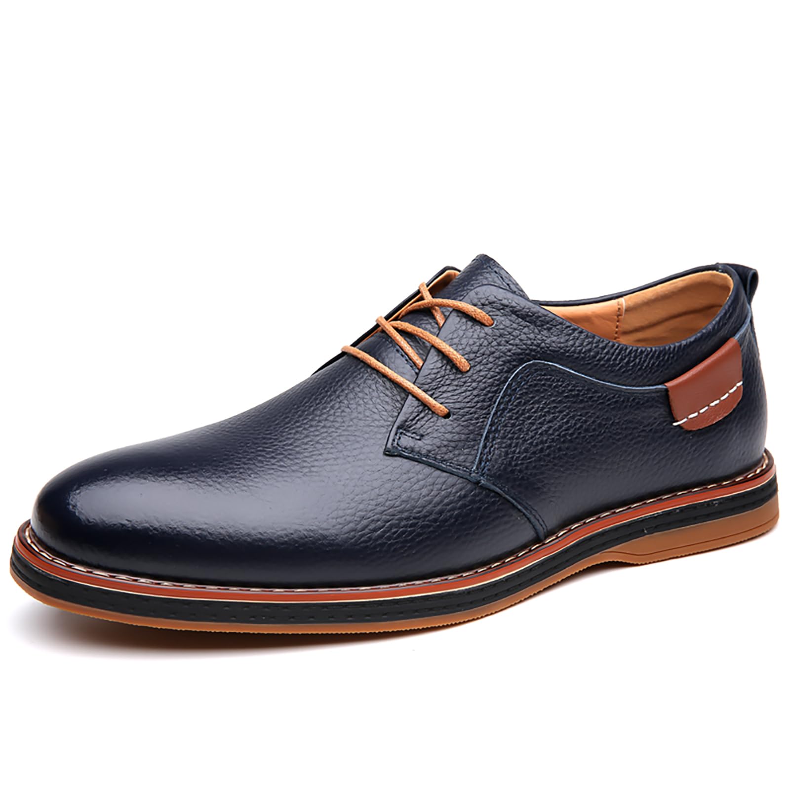 Mens Dress Shoes No-Stripe Casual Business Oxford Derby Orthopedic Leather Shoes Comfortable Walking Shoes Office Loafers Work Flats