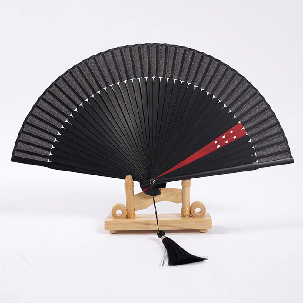 Abanico Plegable,Abanico Plegable De Mano Para Damas Estilo Chino Clásico Negro Rojo Cambio De Color Tela De Seda Abanicos De Mano Abanicos De Bambú Hueco Tallado Fino Para Fiesta De Verano Baile De