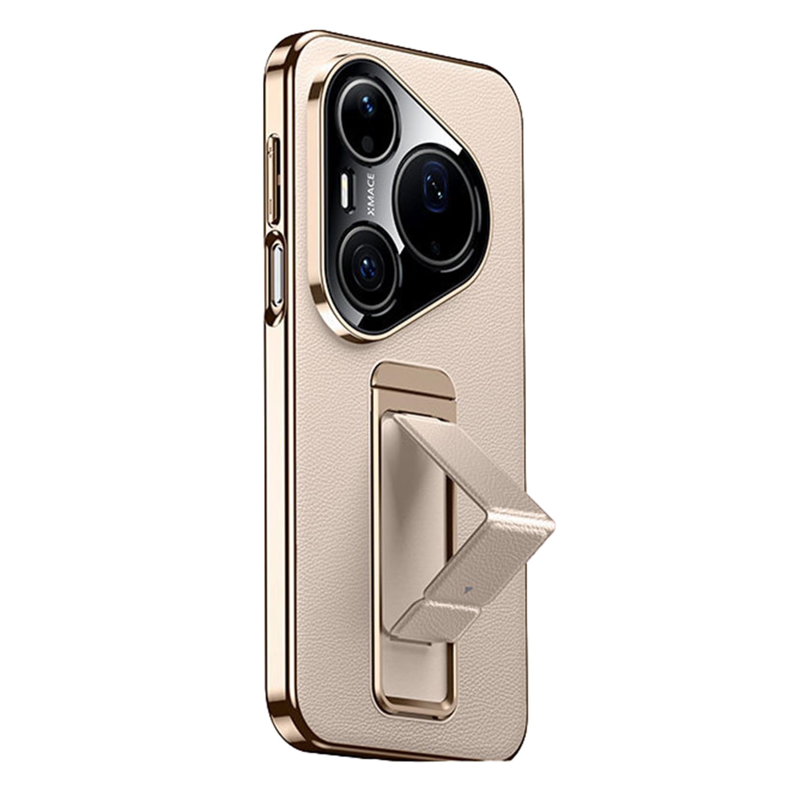 Smukłe etui do Huawei Pura 90 Pro Max / 90 Pro, luksusowe skórzane etui z galwanizowaną bransoletką i podstawką oraz pełną folią ochronną obiektywu aparatu, złoty, 90 Pro Max