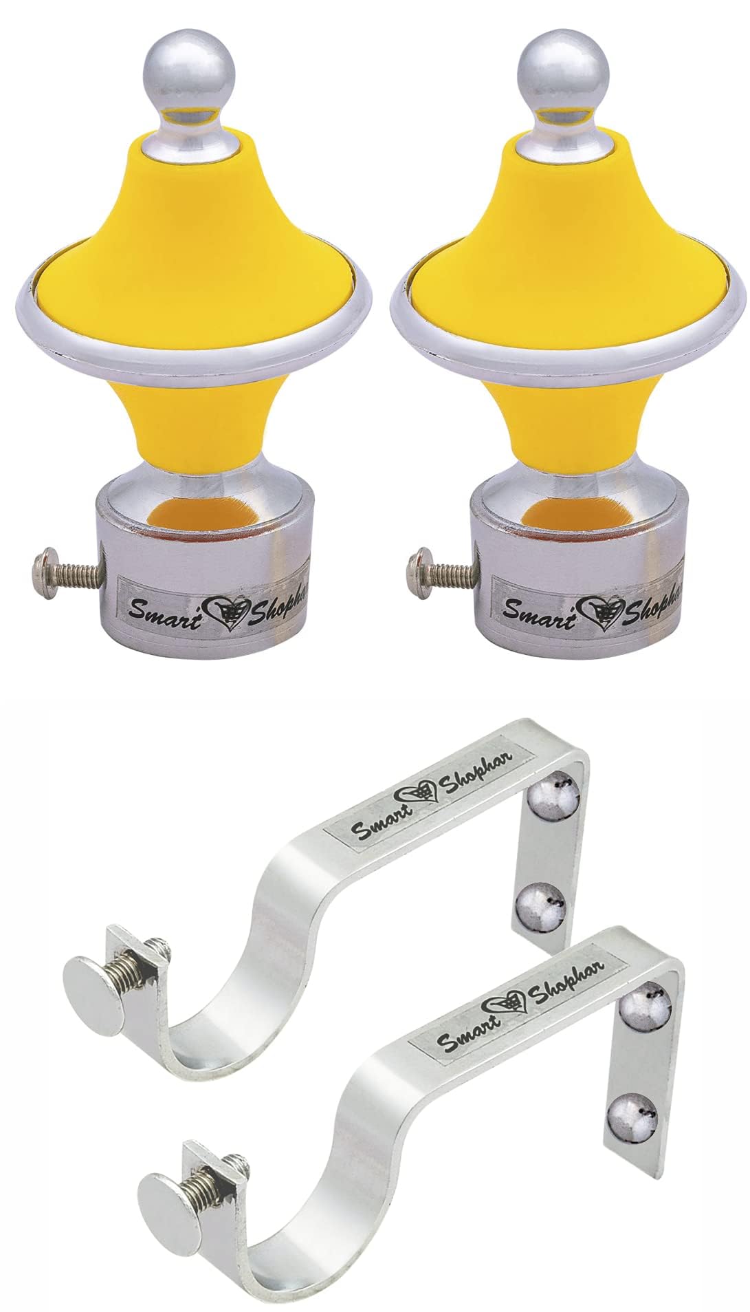 SMART SHOPHAR Stainless Steel and Aluminium Alloys Spinel Curtain Bracket 3.5 Inches Yellow Silver Pack of 1 Set/Stylish and Functional/Seamless Setup Process/Suitable for Curtain Rods-image-37