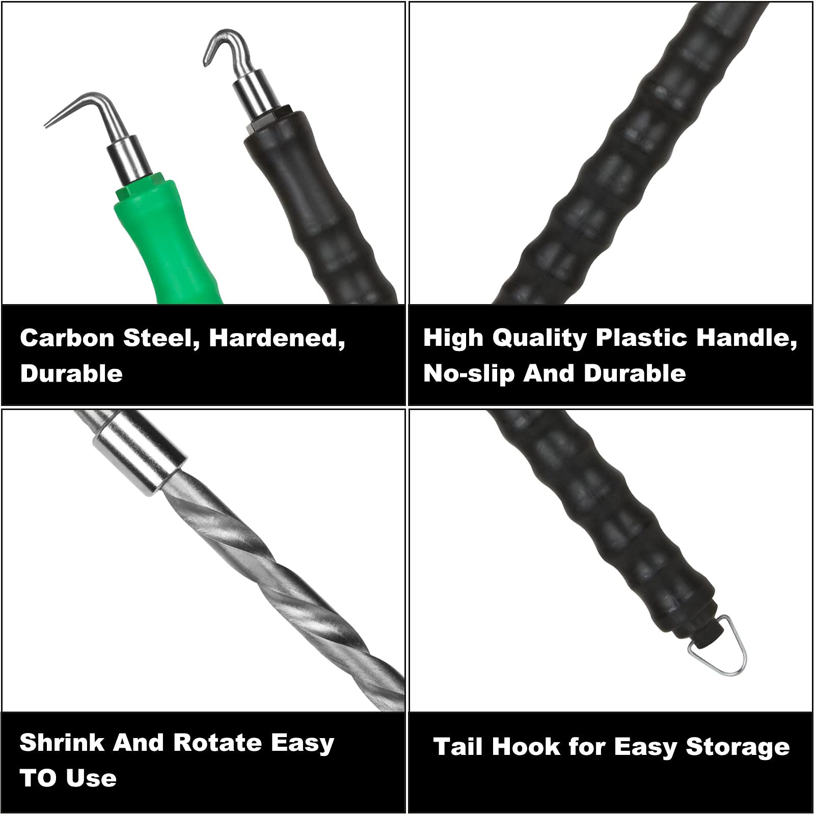 Automatic Rebar Tie Wire Twister – 4-Piece Set With Curved & Straight Hooks