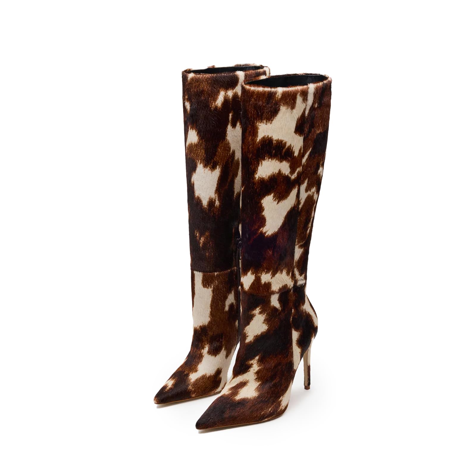 Thigh High Boots for Women Animal Print Wide Calf Stiletto Pointed Toe Elegant Dress Style Comfortable Shoes