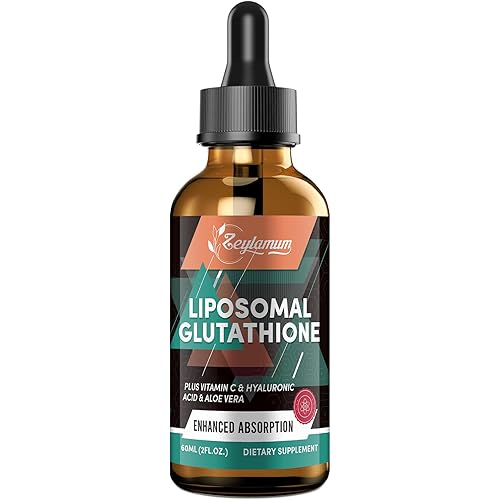 2000MG Liposomal Glutathione Liquid Drops, Enhanced Absorption, Glutathione Supplement, with Vitamin C, Hyaluronic Acid & L-Glutathione, Antioxidant Supplement - Liver Detox, Radiant Skin, 2.02 OZ