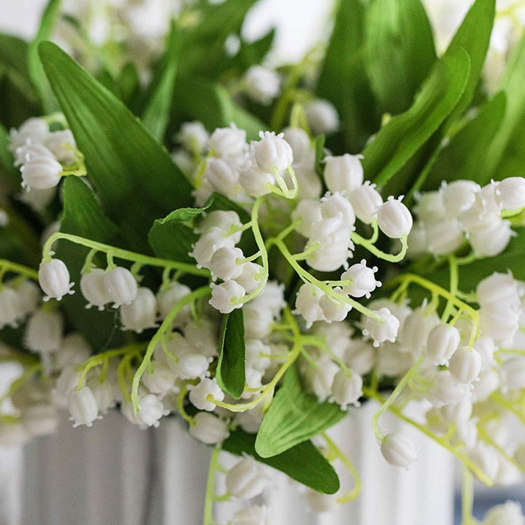 Fiori Finti, Piante Artificiali, Bouquet di Fiori di Seta, Set con Vaso, convallarie Primaverili, Decorazioni per casa, Hotel, Feste, Matrimoni, Fiori Finti AR