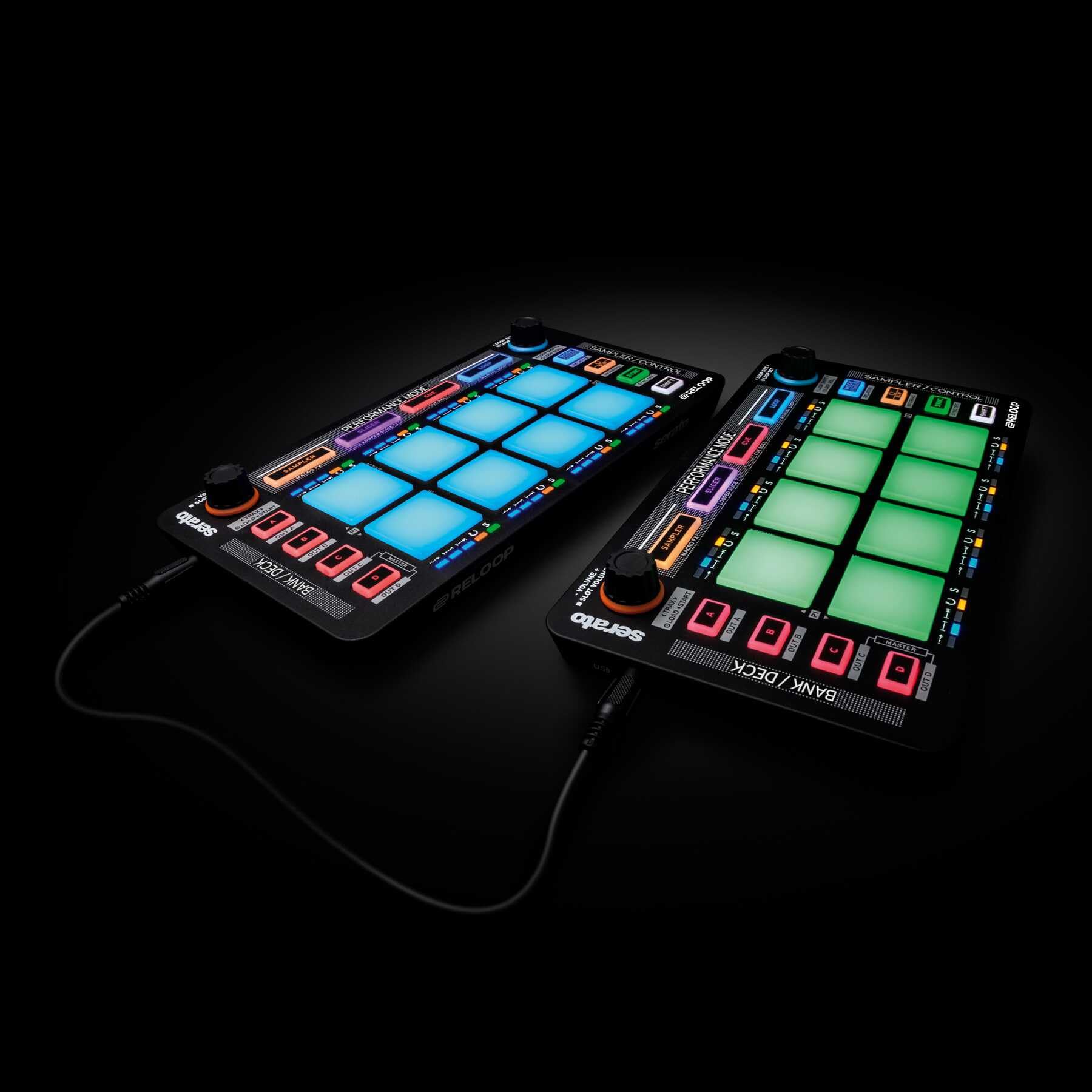 Reloop Neon - Contrôleur DJ USB supplémentaire avec pads de batterie de performance RVB sensibles à la vitesse, plug and play avec Serato DJ, (noir)