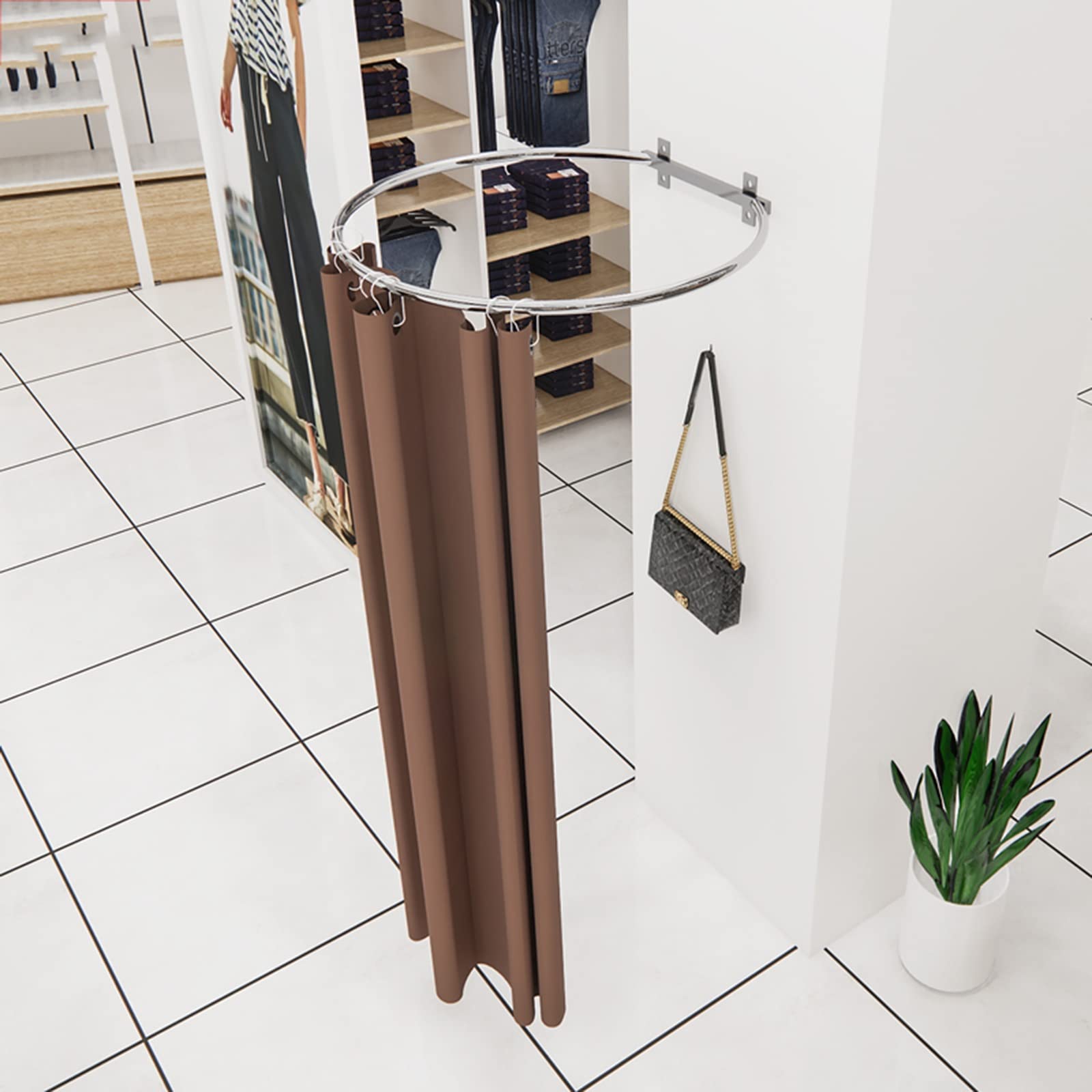 Cabine D'essayage De Magasin De Vêtements, Cadre En Métal De Dressing Mural Rond Adapté Au Bureau De Magasin De Vêtements De Centre Commercial (8 Couleurs 3 Tailles) (Color : Brown, Size : 30x70cm)