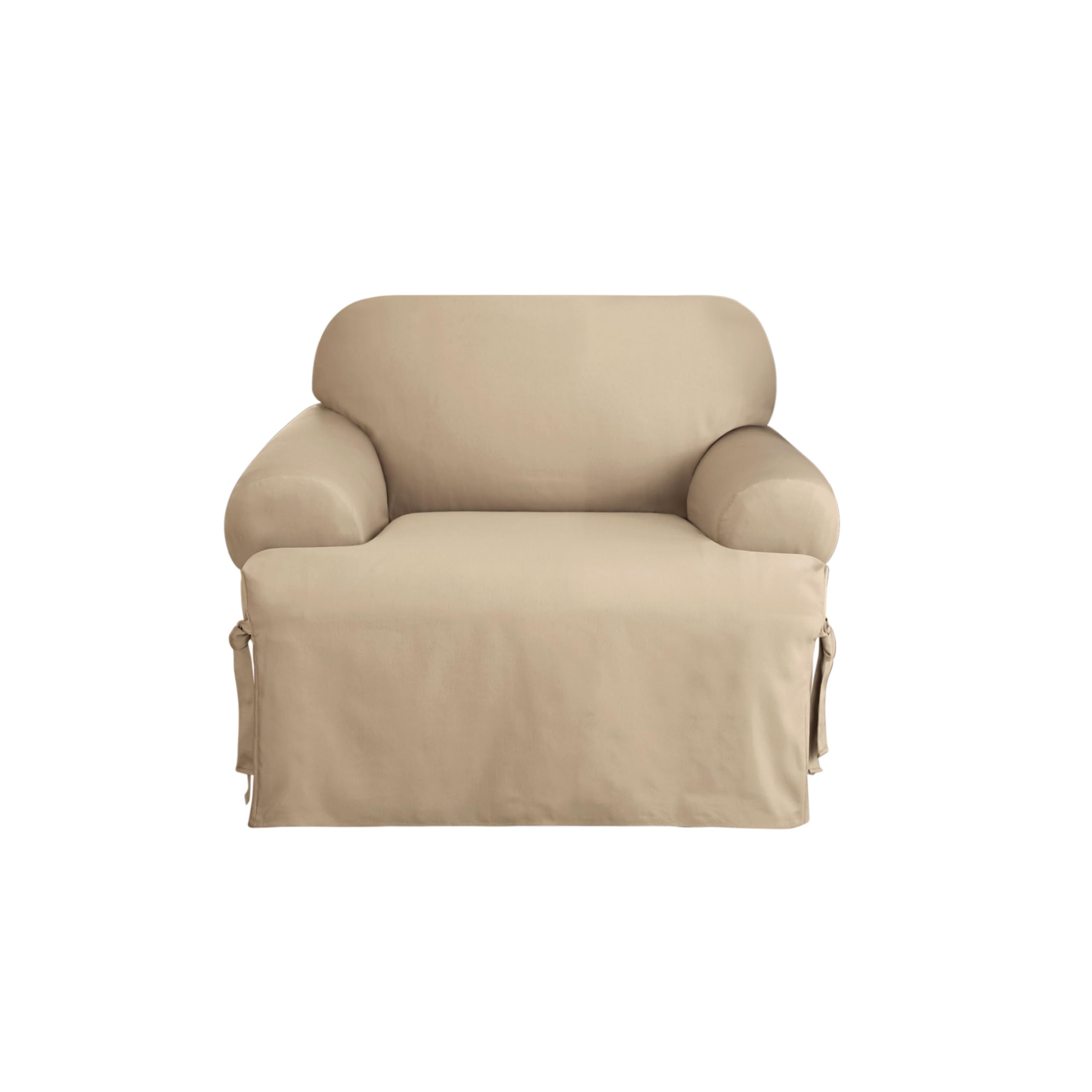 SureFit Duck 1 Piece T Cushion Chair Slipcover in Tan