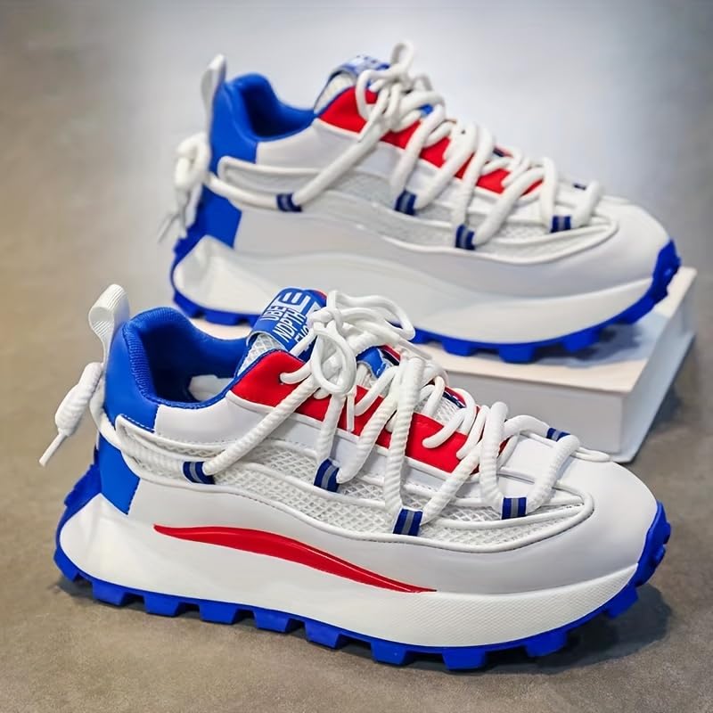 Men's Low-Top Color Sneakers - Breathable Fabric Durable Non-Slip Sole, Lace-Up, Round Toe for Casual Walking, Travel & Jogging - Versatile All-Season Footwear2