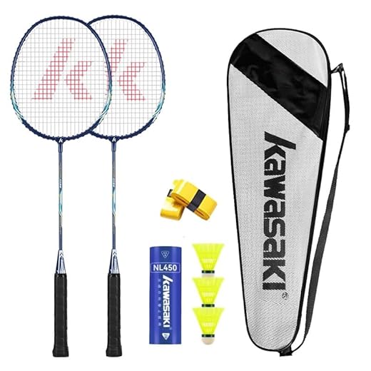Juego de 2 raquetas de bádminton profesionales ligeras con 3 pelotas de bádminton, 2 asas de mano, 1 bolsa y 2 raquetas de bádminton para entrenamiento, deporte (azul)