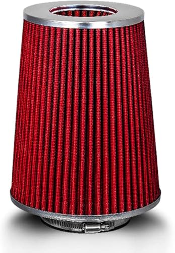 RED 3.5" 89 mm Inlet Truck Cold Air Intake Cone Replacement Performance Washable Clamp-On Dry Air Filter (8" Tall)