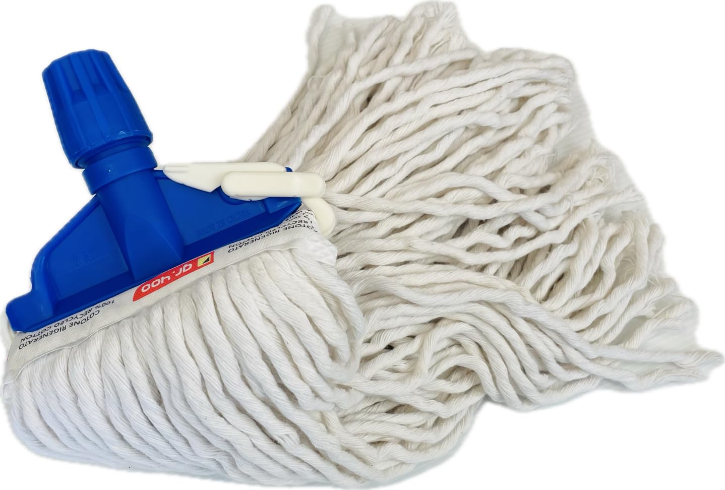Kit de 3 Piezas de Recambio para mopa de algodón Profesional con Banda de 400 g + 1 Pinza para fregona Blanca