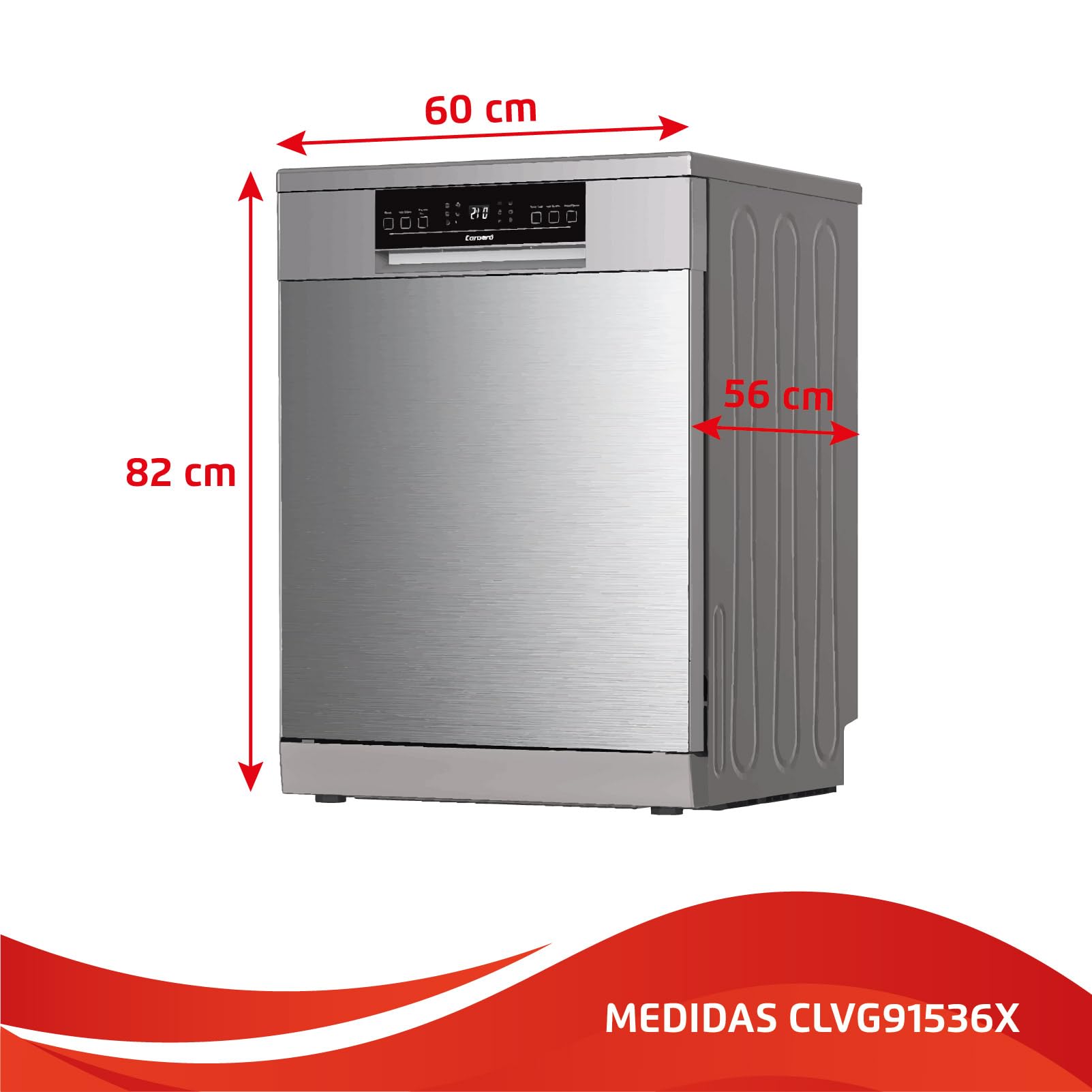 Corberó - Lavavajillas Excellence 60cm | CLVG91536X | 15 cubiertos | 6 programas | 4 Temperaturas | Display LED | Tercera Bandeja | Autoapertura y Zona Dual | Compatible con tablets 3 en 1 | Inox