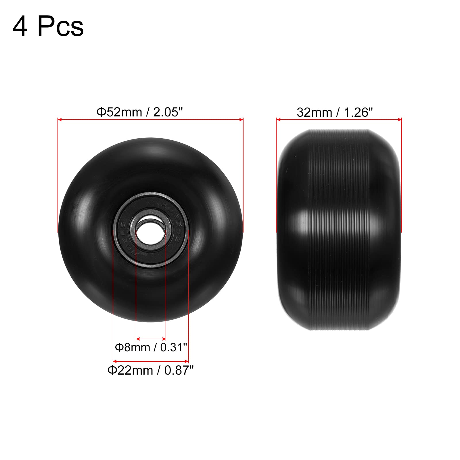 PATIKIL Roues de skateboard avec roulements Roues de rue pour skateboards Cruiser Roue de remplacement 95A