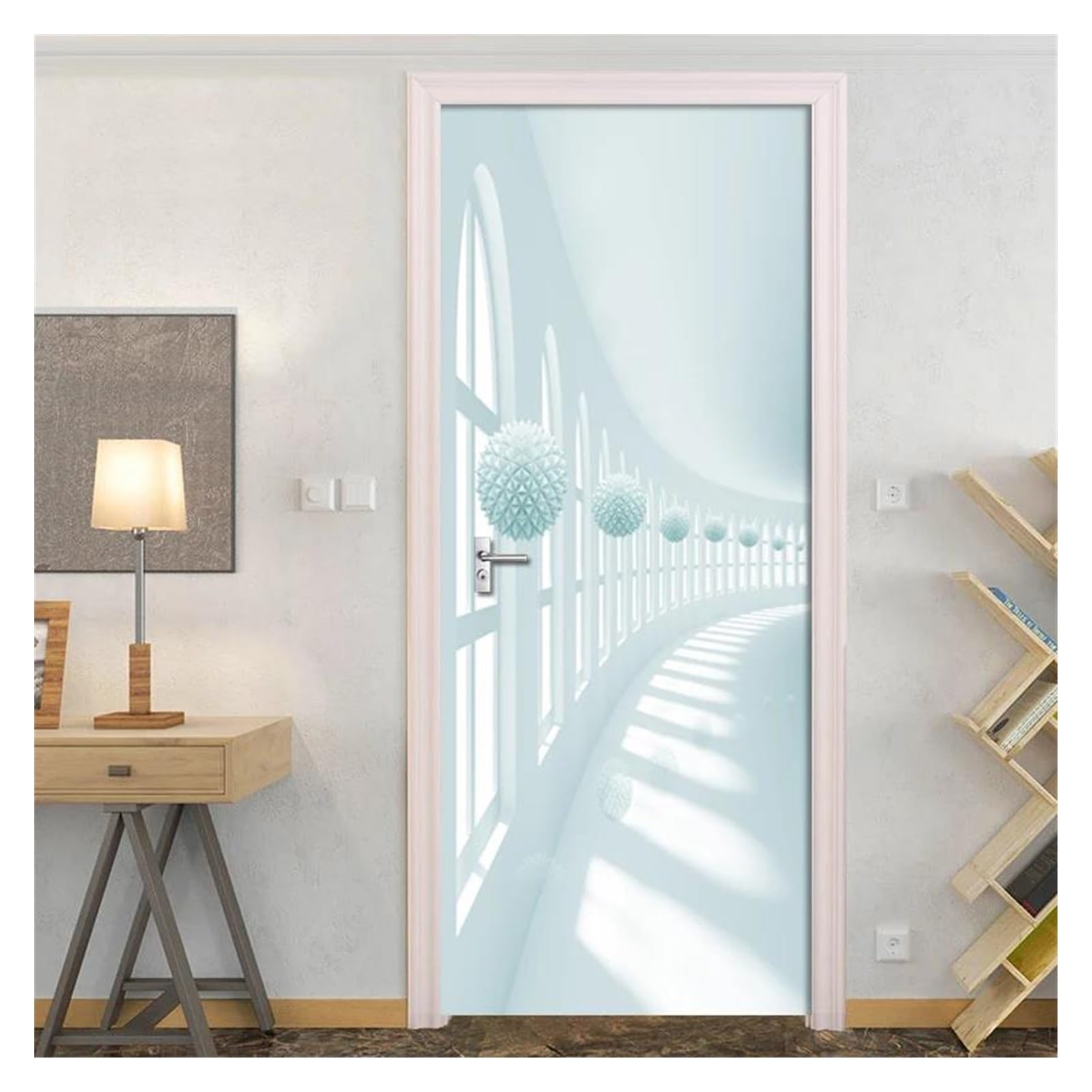 Sticker de porte 3D sphère spatiale en PVC amovible pour décorer votre salon
