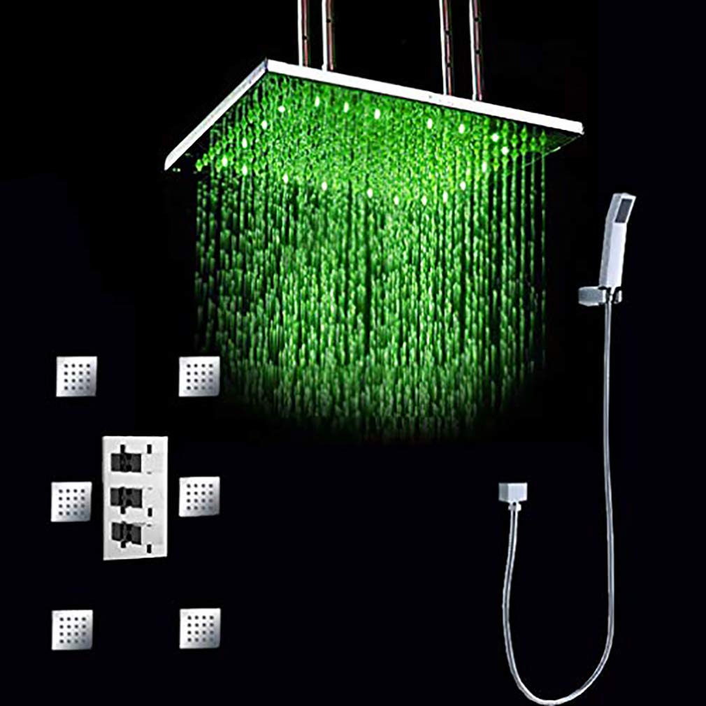 【SISANDI】 MIES BRAZILIAN rain shower Cascada Showers Tuscany Rainfall Thermostatic 6 Massage Jets LED