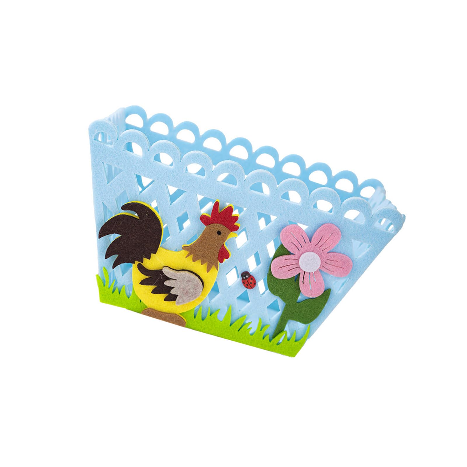 Msioytog Blue Holiday Gift Bag Features A Colorful Rooster Versatiled Storage Basket For Eggs And Candy For Parties Decoration Candy Holder
