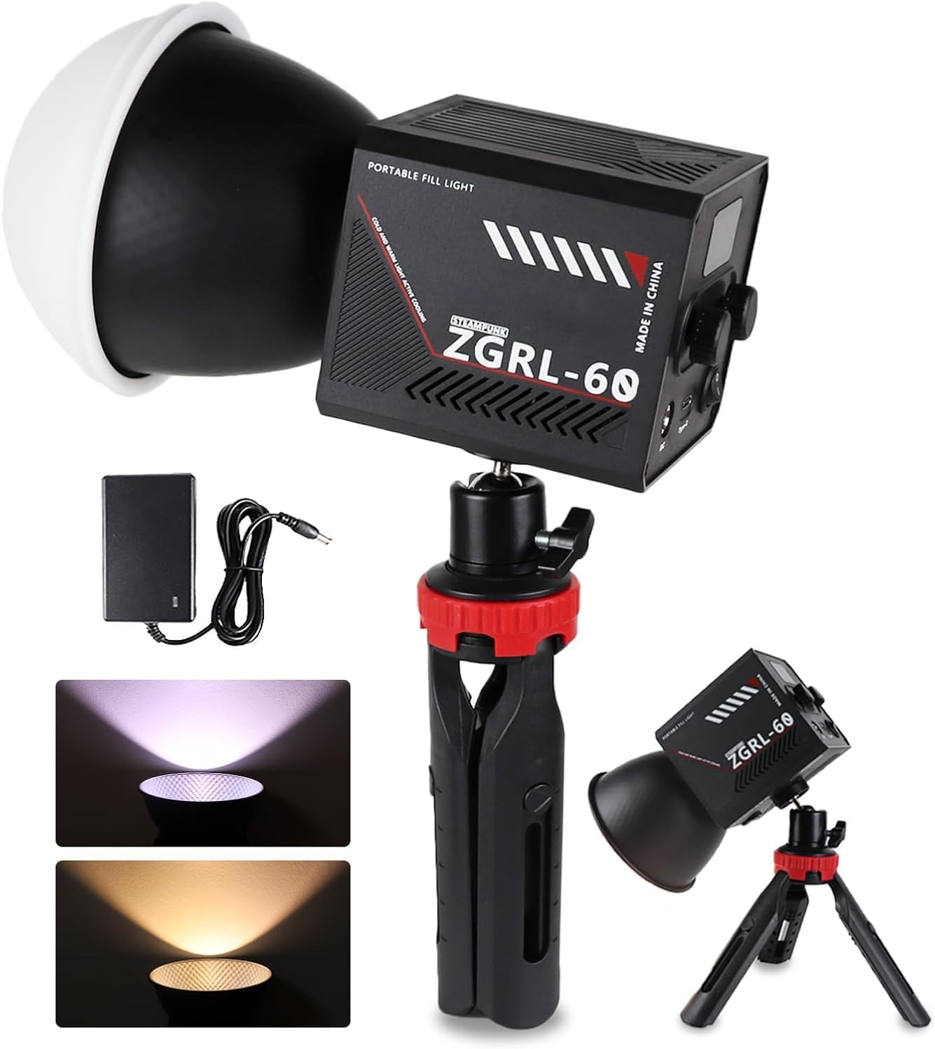 40W 60W Handheld Portable LED Video Light, Mini Dual Color Temperature COB Continuous Output Lighting Spotlight, Built-in 8000mAh Battery, 8 Scenes Video Light Stick (ZGRL-60W)