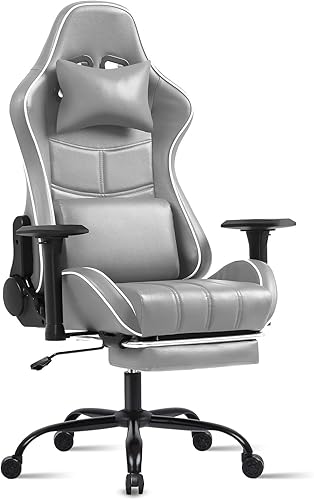 Silla ergonómica para juegos con reposapiés, reposabrazos 4D, sillas de jugador ajustables en altura para adultos, silla de computadora para juegos