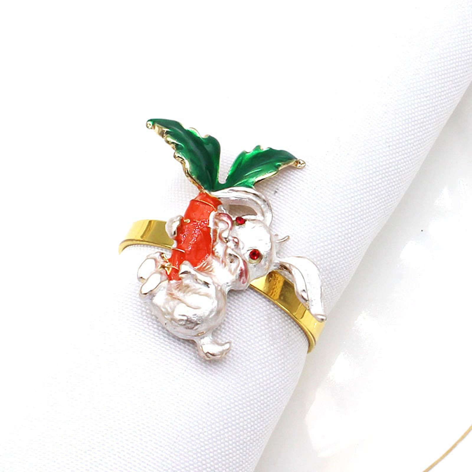 portatovaglioli,decorazioni for la tavola di Natale,Anelli tovaglioli pasquali Set da 12,Portatovaglioli dorati con coniglio,Anelli tovaglioli anti-sbiadimento for banchetti di nozze, cene festive-D-3