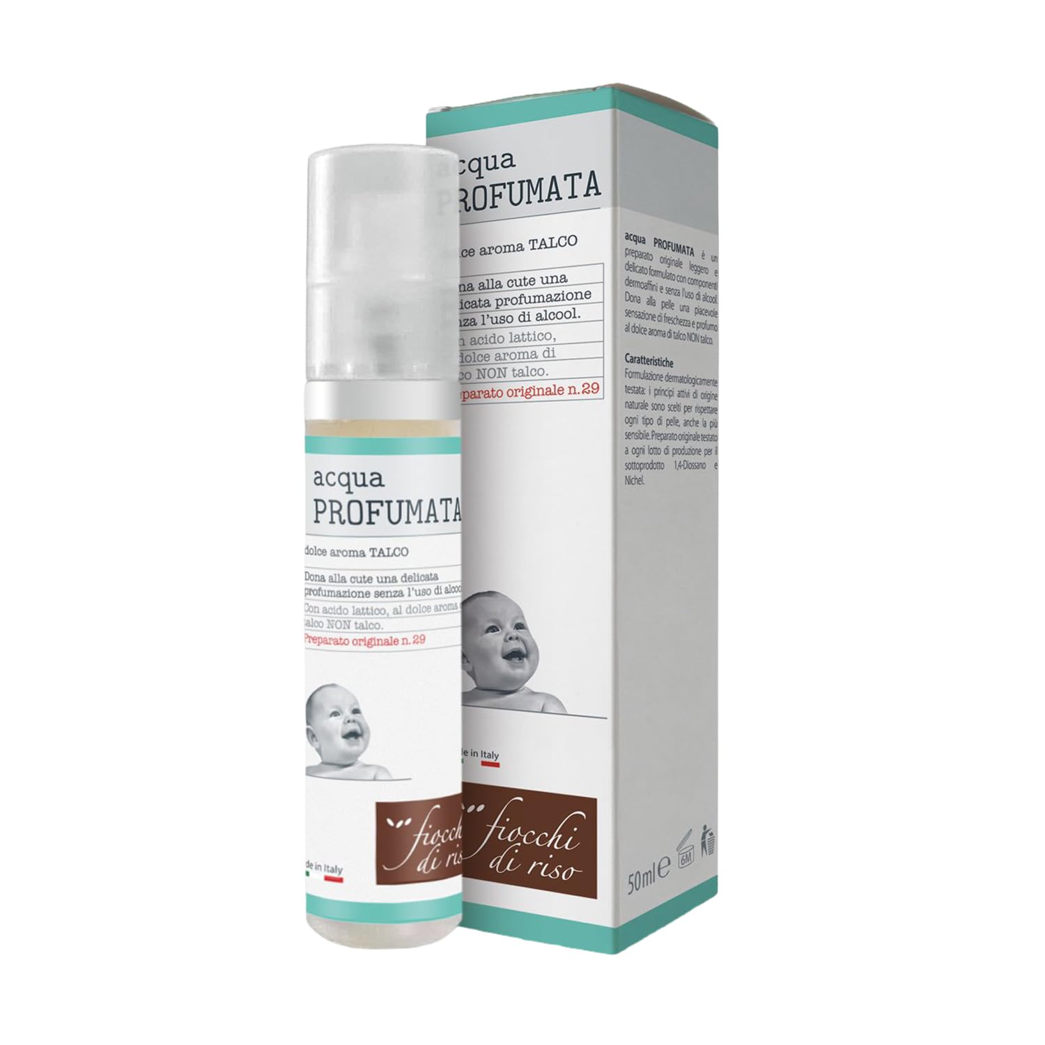 Fiocchi di Riso - Acqua Profumata TALCO - 50ml - COLONIA - Dona alla cute una delicata profumazione.