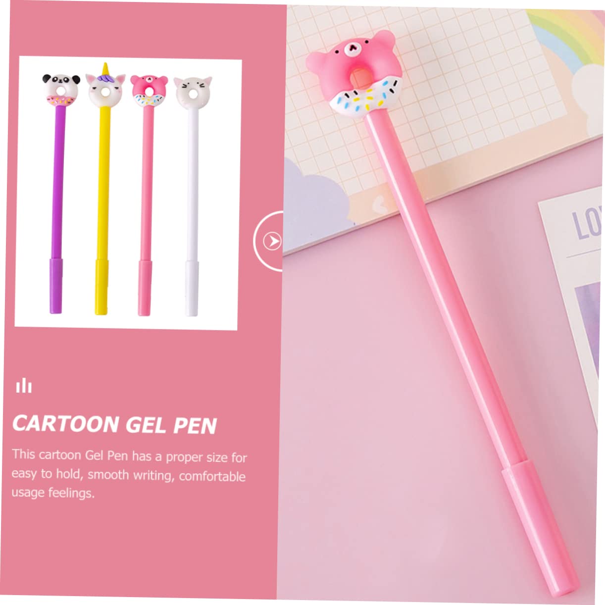 2 Ensembles Lot De Stylos Gel Donut Adorables Pour Garçon Fille Ergonomiques Et Pratiques Pour Scolaire Créatif Pour Garçons Et Filles 20 Pièces * 2