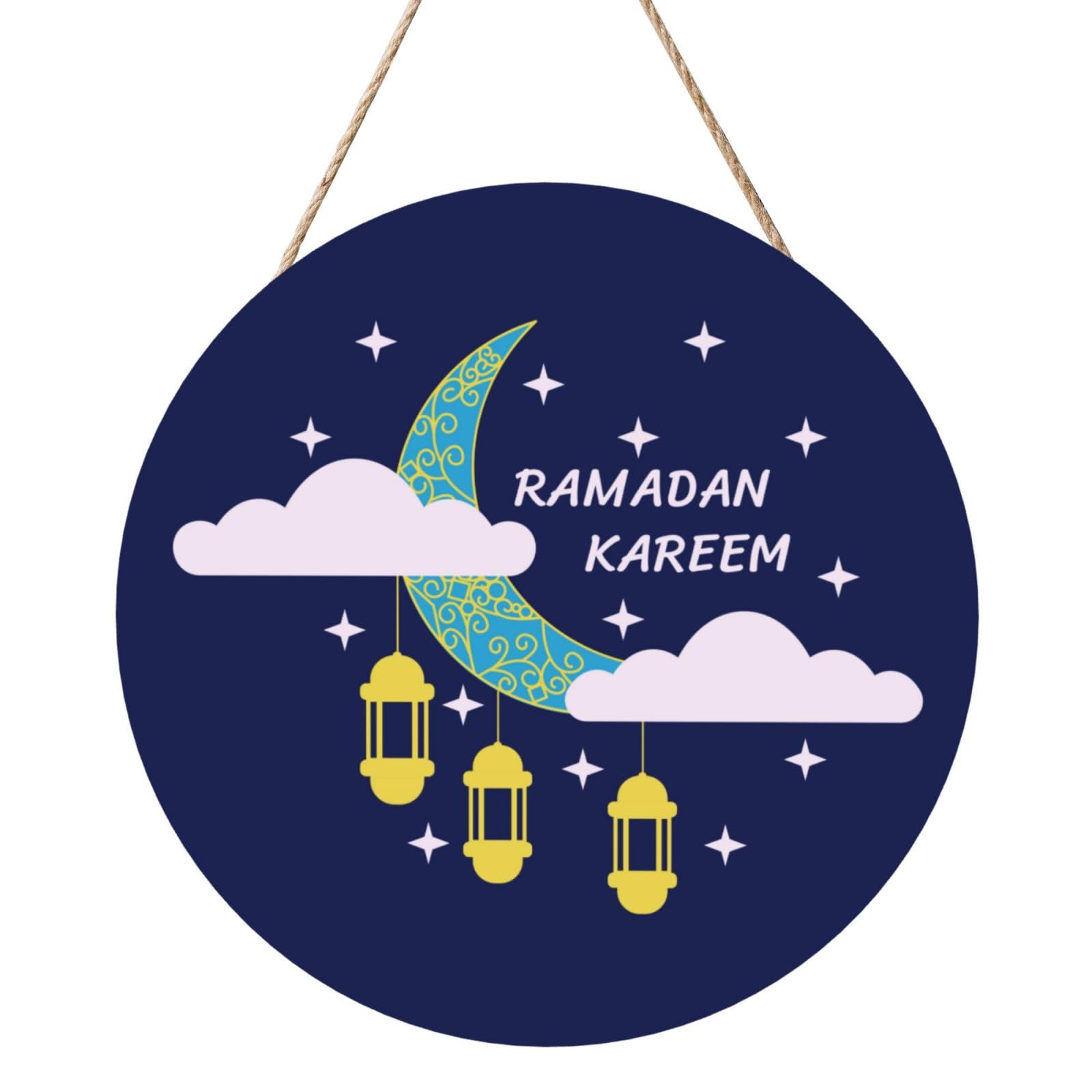 Ramadan Kareem Door Signs Plaques Wood Welcome Sign For Front Door Wall Hanging For Home Farmhouse Office Classroom Party Decoration