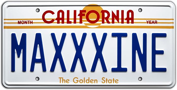 Celebrity Machines | Maine | Mia Goth | Vanity Plate, Stamped Aluminum, Metal Decorative Tag, Corrosion Resistant, Quality Novelty Sign, Wall Decoration, Wall Hanging
